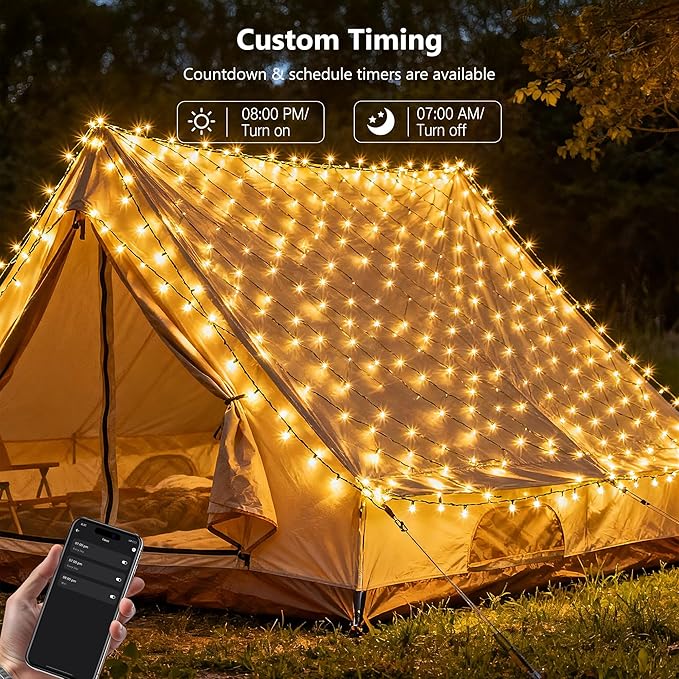 BrizLabs Smart Christmas Lights, 66FT 200 LED Warm White Christmas Fairy Lights with App/Voice Control, Multiple Modes with Playlist Function, Dimmable Light String, Music Sync Party Light Green Wire
