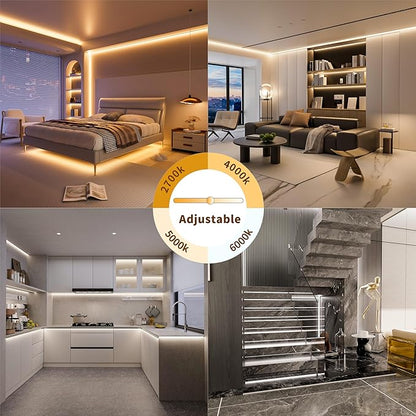 MIWISE CCT COB LED Strip Light Tunable White,20ft/6.1m Dimmable 2700K-6500K CRI90+ 24V LED Tape Light,for Under Cabinet Bedroom Kitchen DIY Lighting(Power Supply & Controller NOT Included)
