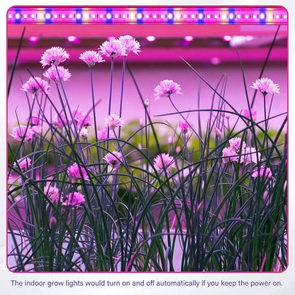 iPower 40W LED Plant Grow Light Strips Full Spectrum for Indoor Plants with Auto ON/Off 3/9/12H Timer, 10 Dimmable Levels 48 LEDs Per Tude, for Hydroponics Succulent