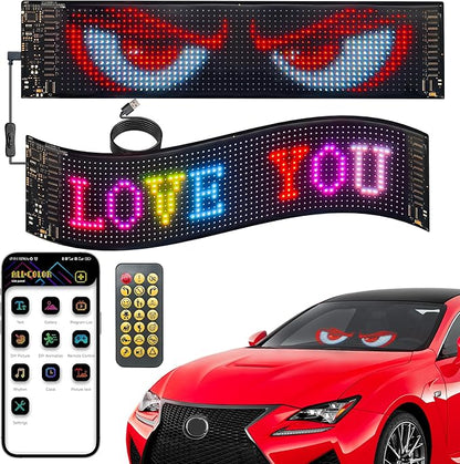 Devil Eyes Light for Cars, 15"x4" Programmable Flex LED Sign, 1PC Led Eyes for Car Windshield with APP Control and Remote Controller