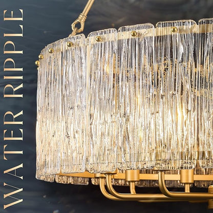 CATINER 30" Modern Gold Drum Chandelier Luxury Crystal Glass Chandeliers 12 Lights Ceiling Pendant Lighting Fixture for Living Room Dining Room Foyer Bedroom