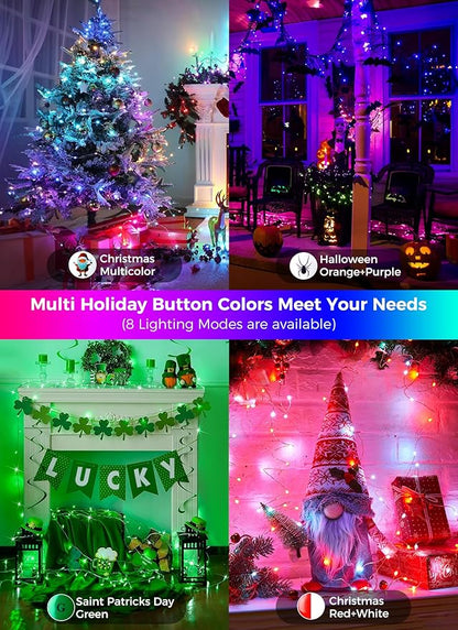 Color Changing Fairy Lights Plug in - 22 Colors 33 FT 100 LED String Lights with Remote, Fairy Lights Indoor with 12 Lighting Modes, Multicolor Christmas Lights for Bedroom Classroom Halloween