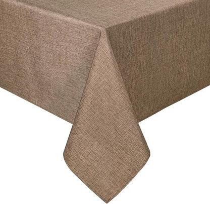 Hiasan Faux Linen Rectangle Tablecloth - Wrinkle and Stain Resistant Washable Table Cloth for Kitchen Dining Room Holiday Table Cover for Party Dinner, Khaki, 60 x 120 Inch