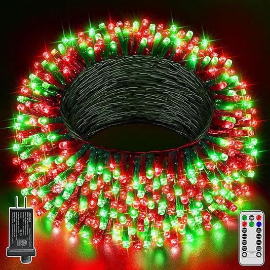 Guhope Christmas Lights 66FT 200 LED, Christmas Tree Light with 8 Lighting Modes, Outdoor Waterproof String Lights with Remote and Timer, Fairy Light for Holiday Decor (Red and Green)