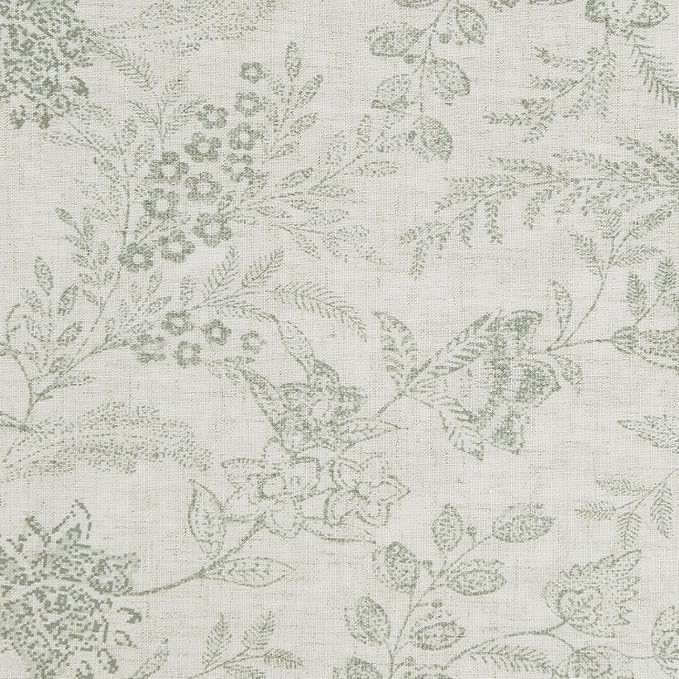 jinchan Floral Kitchen Curtains for Windows 30 Inch Farmhouse Linen Blend Tier Curtains Light Filtering Botanic Small Window Drapes for Bedroom Living Room Rod Pocket 2 Panels Sage Green on Beige