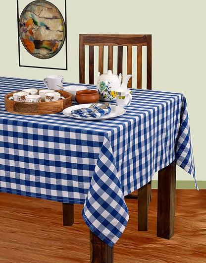 Urban Villa Tablecloth Buffalo Check Table Cloth Tabletop Cover Kitchen Dining Tablecloth 100% Cotton Great Parties Wedding Holiday Dinner Blue/White Rectangle 60X102 Inches 8-10 Seats Table Cloth