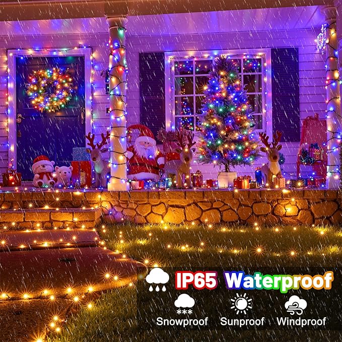 100FT 300 LED Color Changing Christmas Lights, Warm White & Multicolor Outdoor String Lights with Remote, Waterproof Fairy Twinkle Light for Outside Indoor Home Patio Yard Party Garden Decorations