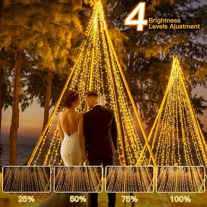 Ollny 400LED 131FT Christmas Lights Outdoor, Clear Wire Fairy Lights with Remote 3 Timer, Plug in 8 Modes String Lights for Bedroom Indoor Outside House Party Xmas Decorations, Warm White