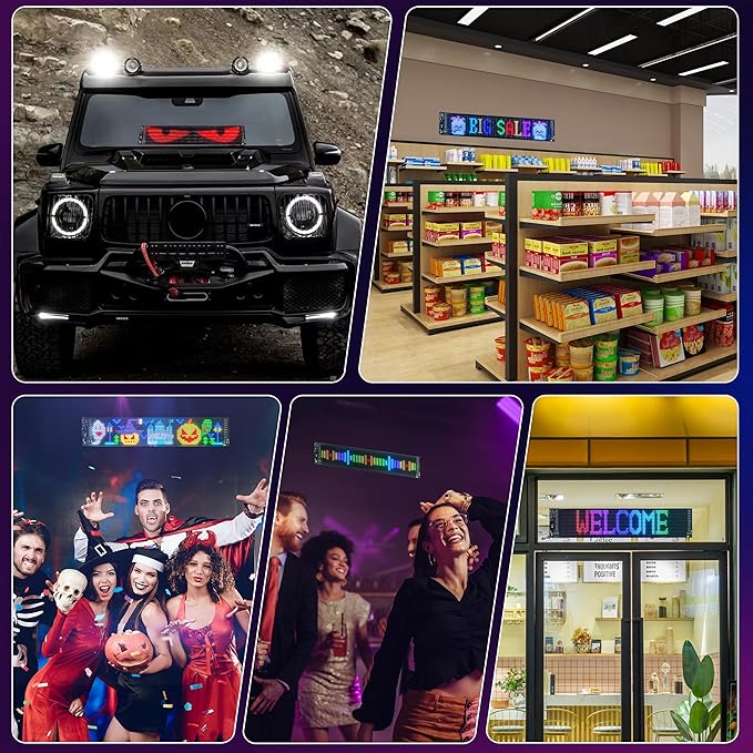 Devil Eyes Light for Cars, 23.4"x4.7" Programmable Flex LED Sign, Led Eyes for Car Windshield with APP Control and Remote Controller