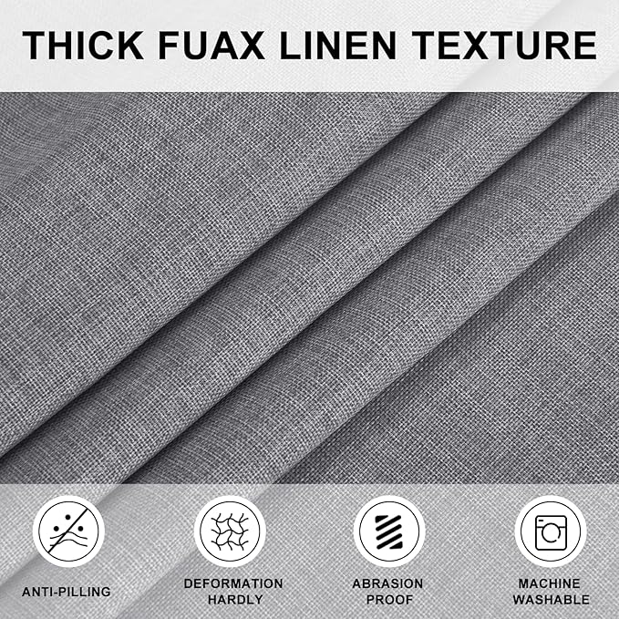 Hiasan Round Linen Tablecloth 90 Inch - Wrinkle and Stain Resistant Washable Polyester Fabric Table Cloth for Dining Room Kitchen Party, Grey