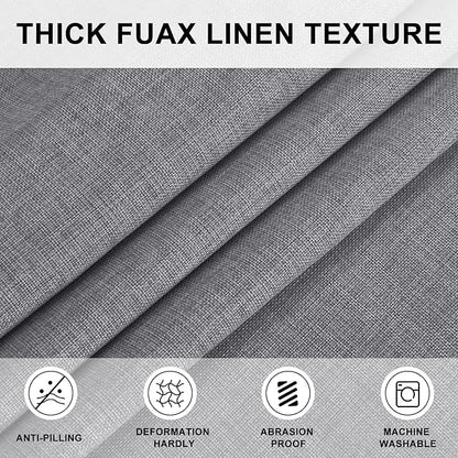 Hiasan Round Linen Tablecloth 90 Inch - Wrinkle and Stain Resistant Washable Polyester Fabric Table Cloth for Dining Room Kitchen Party, Grey