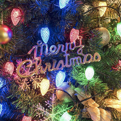 AWQ 50LED 49 FT C9 Christmas String Lights Plug in Fairy Twinkle String Lights 8 Modes Timer Function Waterproof Extendable for Indoor Outdoor Wedding Party Christmas Decoration (50, Multicolor)