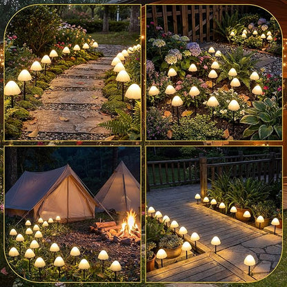Mushroom Solar Lights for Garden Outdoor 50LED 23FT Solar Powered Garden String Lights Waterproof 8 Lighting Modes Decorative for Outside Pathway Yard Patio Lawn Mushroom Decoration