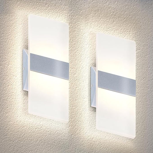 ASD 12 Inch Indoor LED Wall Sconce - 12W 2700K-5000K Dimmable Brushed Nickel Wall Sconce Lights for Living Room, Bedroom, Bathroom, Hallway - Modern Wall Sconces Hardwired, UL Interior Light, Set of 2