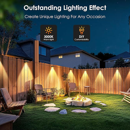 Outdoor Fence Lights, 10 Pack Deck Lights, Waterproof Stairs Light with Bright Lens LED, Warm Yellow, Security Wall Lamps for Patio, Backyard, Deck, Fence, Railing
