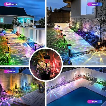 TISEJOY Solar Pathway Lights Outdoor Waterproof 16 Pack Color Changing Garden Light for Yard Patio Driveway Walkway Lawn Landscape Lighting for Outdoor 4th of July Decorations