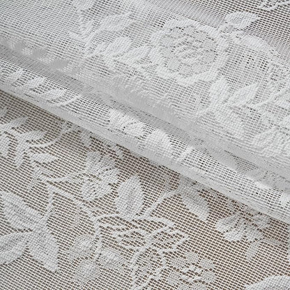 FINECITY White Lace Curtains 63 Inch Length for Bedroom, Rustic Leaf Floral Design Lace Curtain Panels, Rod Pocket Farmhouse Privacy Sheer Lace Curtains, 42 x 63 Inch, 2 Panels, White