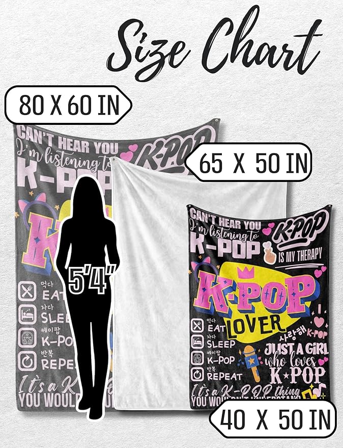 Huglanket Kpop Gifts for Teen Girl K Pop Lovers, Kpop Merch Stuff Blanket for Women for Birthday, Christmas, Violet, 60"x 80"