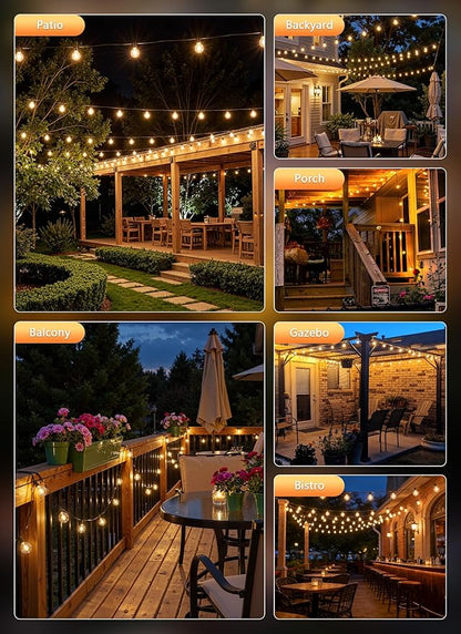 Brightown Outdoor String Lights, 74FT Shatterproof LED Patio Lights with 22 Dimmable Plastic G40 Bulbs, 2700K Waterproof Connectable Hanging String for Backyard, Cafe, Porch, Deck, Home Decor
