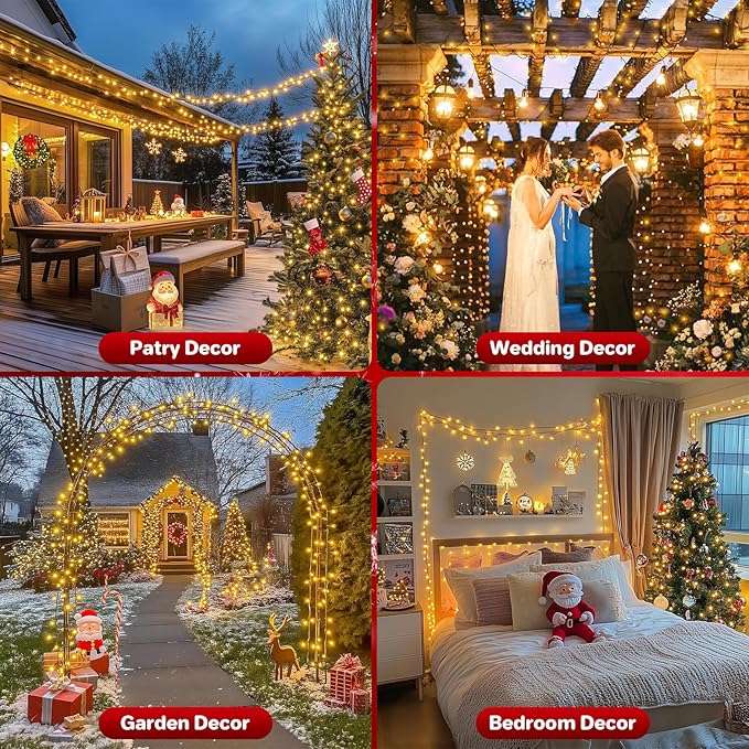 132FT 400 LED Christmas Lights, Twinkle Xmas Lights with 8 Modes and Timer, Outdoor Waterproof Christmas Tree Lights for Room Bedroom Wedding Party Holiday Decorations, Warm White