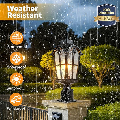 Dawn to Dusk Sensor Outdoor Post Lights Waterproof Post Light Fixture Outdoor Anti-Rust Waterproof Exterior Lamp Post Lighting for Front Door Yard Pathway Driveway Fence - 2 Pack