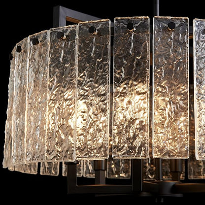 Shrine Lighting Crystal Chandeliers, Modern Luxury Style, Perfect Pendant Light Fixture for Living Space, D20'' × H4'', Adjustable 43'', 6 x E12 Sockets, Glass Shade & Black Finish Frame