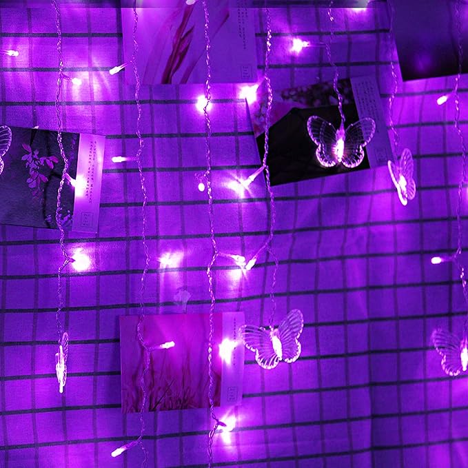 Butterfly Curtain Lights, 13ft 96 LED USB Window Fairy Lights 16 Butterflies 8 Modes Firefly Twinkle Timer String Lights with Remote for Room Bedroom Wall Ceiling Party Wedding Christmas
