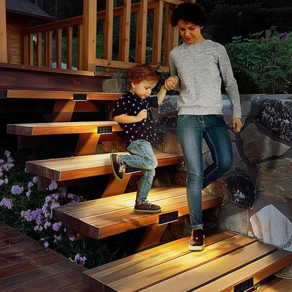 SOLPEX Solar Step Lights for Outside, 24 LEDs Solar Stair Lights Outdoor Waterproof Decor for Porch, Front Door, Stair, Step, Deck, Fence, Balcony, Patio, Wall, Yard, Garden(6 Pack, Warm White)