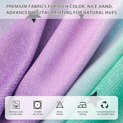 XiDi Purple Grey Curtains for Kids Bedroom Colorful Rainbow Design Cute Green Blackout Curtains for Girls Princess Room Decor Kitchen Cafe Window Grommet 2 Panels Set 54 inchs Long 34 Inches Wide