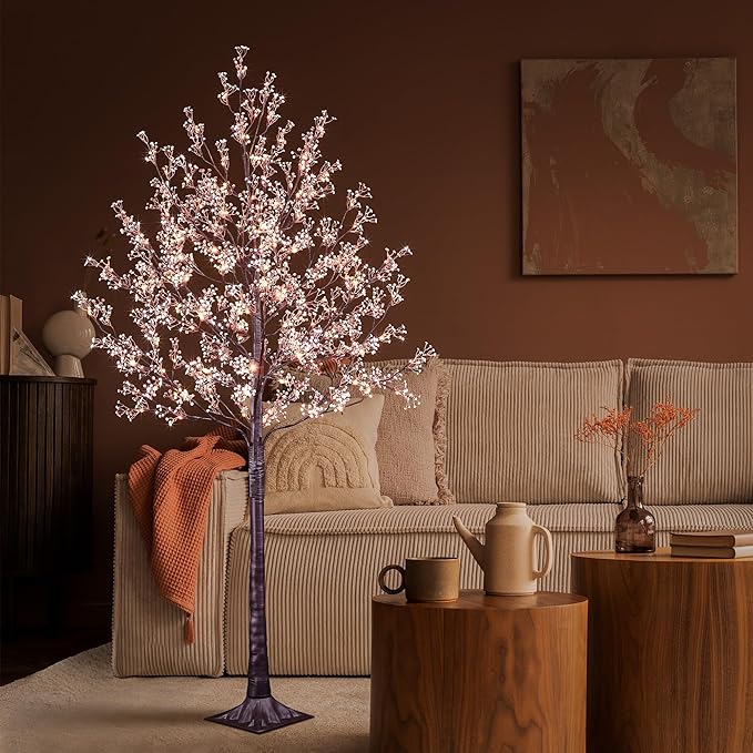 Lightshare Lighted Gypsophila Tree 6FT 176 LED Artificial Baby Breath Flowers with Lights for Wedding Home Christmas Holiday Decoration (Gypsophila Tree)