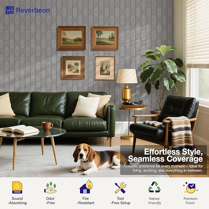 6 PCS Acoustic Panels, 23.6x23.6 Inch Sound Absorbing Panels, Decorative Acoustic Wall Panels for Recording and Home Studio, Office with Double-Sided Adhesive Tape