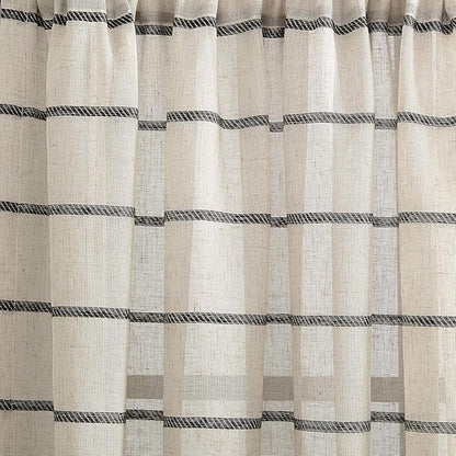 Clean Window Twill Stripe Anti-Dust Allergy/Pet Friendly Anti-Dust Sheer Cafe Curtain, 52" x 24, Black/Linen