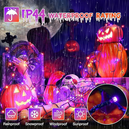 Guhope 66FT 200 LED Halloween Lights, Orange + Purple Halloween Lights Outdoor with 8 Lighting Modes, Waterproof String Lights for Halloween Christmas Outdoor Party Yard Garden Decoration
