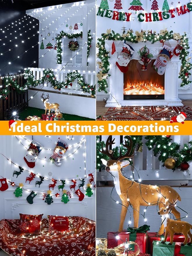 BrightChristmas Christmas Lights 1200 LED 394 FT, Waterproof Outdoor String Lights with Remote and Timer, Christmas Tree Lights with 8 Modes Dimmable, Fairy Lights for Holiday Decor (Cool White)