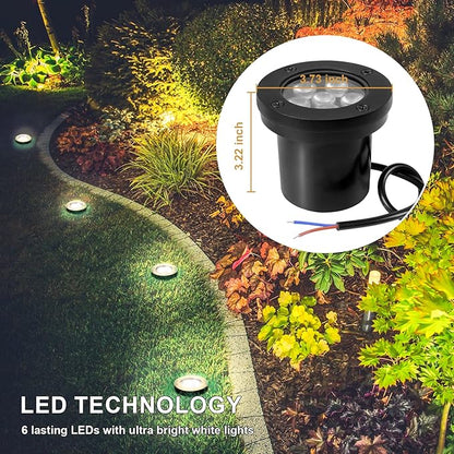 Low Voltage Landscape Well Lights, Outdoor LED Ground Lights for Garden, Lawn, Backyard, Patio Walkway (3.7Inch 8Pack) Black 3000k Warm White