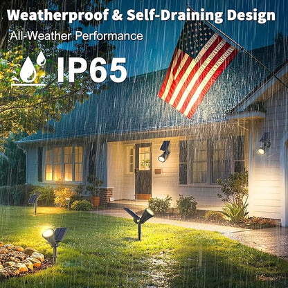 8 Pack Solar Lights Outdoor Waterproof IP65,3000K Super Bright LED,2 Lighting Modes, Solar Powered Yard Garden Solar Spot Lights for Flag Landscape Auto On/Off