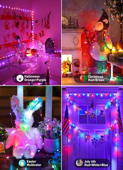 Minetom Fairy Lights Color Changing - 66FT 200 LED String Lights with Remote, 16 Single Colors & 6 Holiday Colors, USB Fairy Light Indoor with 12 Mode, Christmas Light for Bedroom Halloween Decoration