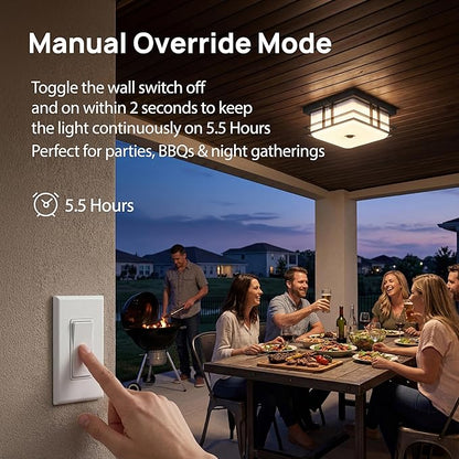 LED Motion Sensor Outdoor Ceiling Light with Acrylic Shade 24W 5CCT Flush Mount Ceiling Fixture for Porch, Patio, Balcony, Garage
