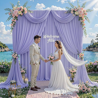 10 ft x 10 ft Wrinkle Free Lavender Backdrop Curtain for Parties, Polyester Light Purple Photo Backdrop Drapes 2 Panels 5x10ft for Baby Shower Photoshoot Wedding Birthday Party Photography Curtains