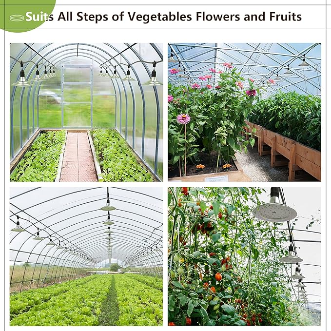 Outdoor LED Grow Light, 12-Light Full Spectrum Grow Light Strip, Waterproof Plant Growing Lamps, UL Certified String Grow Lights for Greenhouse Garden, 41FT Outdoor Grow Light for Veg Seedling