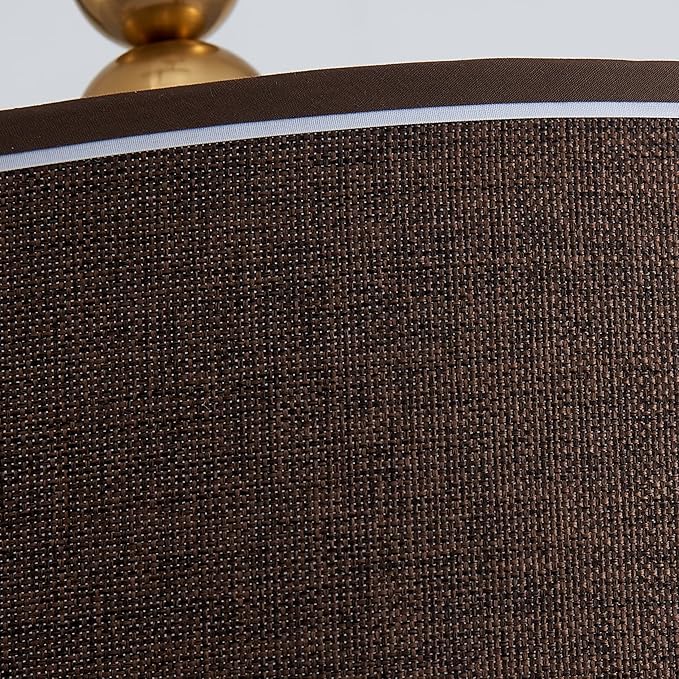 Shrine Lighting Drum Chandeliers, Farmhouse Style, Perfect Drum Pendant Light for Dining Room, D20'' x H7'', Adjustable Chains 59'', E26*3 Sockets, Brown Linen Fabric Lampshade & Gold Rod