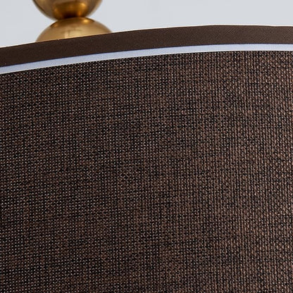 Shrine Lighting Drum Chandeliers, Farmhouse Style, Perfect Drum Pendant Light for Dining Room, D20'' x H7'', Adjustable Chains 59'', E26*3 Sockets, Brown Linen Fabric Lampshade & Gold Rod