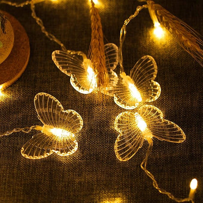 Butterfly Curtain Lights, 4.9ft 48 LED USB Window Fairy Lights 10 Butterflies 8 Modes Firefly Twinkle String Lights for Room Bedroom Wall Ceiling Party Wedding Christmas (Warm White)