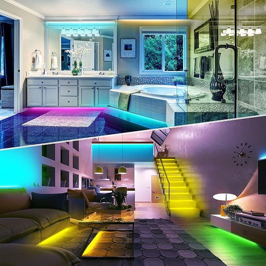 NBBUFF LED Lights for Bedroom 50FT, RGB LED Strip Lights Music Sync, DIY Color Changing LED Light Strip with Remote & App Controll, Led Lights for Room Decor Tape Lights Ambiant Lighting (1 Roll)