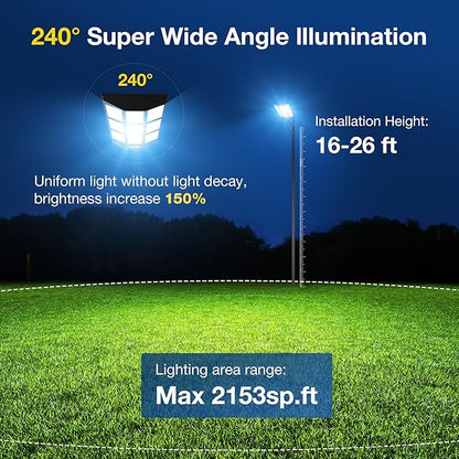 OKPRO 15000W Solar Street Lights Outdoor,Commercial Parking Lot Lights Dusk to Dawn, Waterproof Solar Security Flood Lights with Motion Sensor and Remote for Yard, Highways, Driveway(2 Pack)