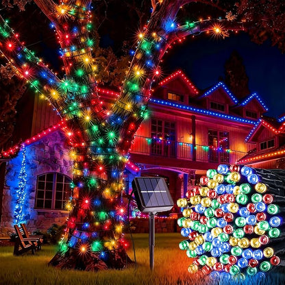 Joomer Solar String Lights, 39FT 100LED Solar Powered Outdoor Fairy Lights, Waterproof 8 Modes Twinkle String Light for Garden Patio Yard Tree Wedding Christmas Decor (Multicolor)