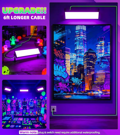 120W Black Light, IP66 Blacklight with Plug+Switch+6ft Cord, Waterproof Blacklight with 100 LED, Black Light for Glow Party Halloween Decor Fluorescent Poster Body Paint Game Outdoor Indoor, 1 Pack