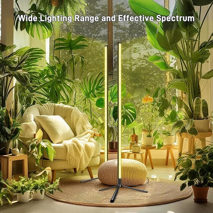 2PCS T8 Standing Grow Light, 42W Full Spectrum LED Grow Light for Indoor Plants, Plant Lamp with 243 LEDs, Wide Illumination Area, 4FT Height with On/Off Switch and Tripod Floor Stand