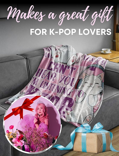 Huglanket Kpop Gifts for Teen Girl K Pop Lovers, Kpop Merch Stuff Blanket for Women for Birthday, Christmas, Cats, 50"x 65"