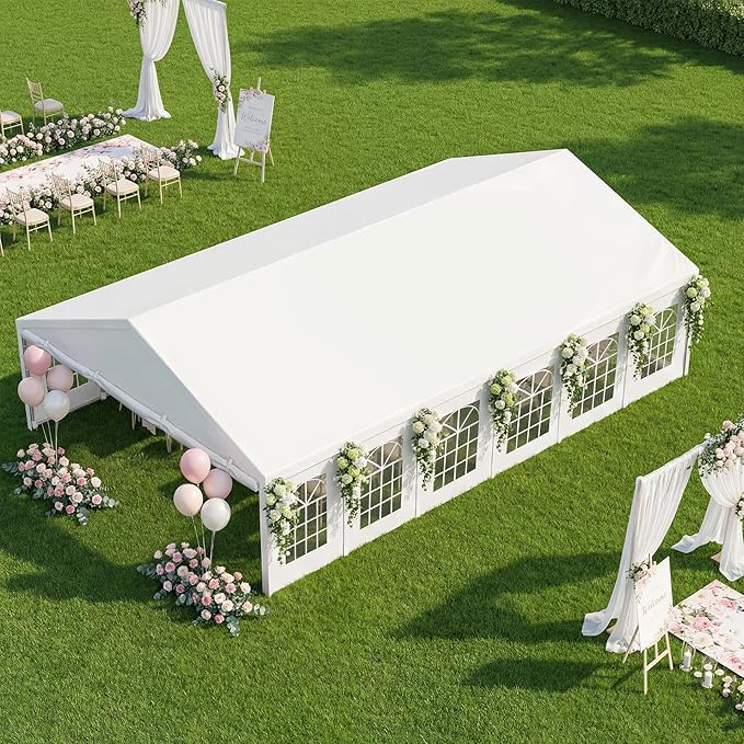 20x40 Party Tent Heavy Duty White Canopy Large Outdoor Event Shelter with Removable Sidewalls, Waterproof Gazebo for Wedding, Backyard, Parties